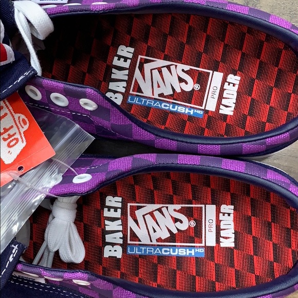 VANS ERA PRO BAKER KADER/Purple Checkerboard Men’s - Picture 12 of 16